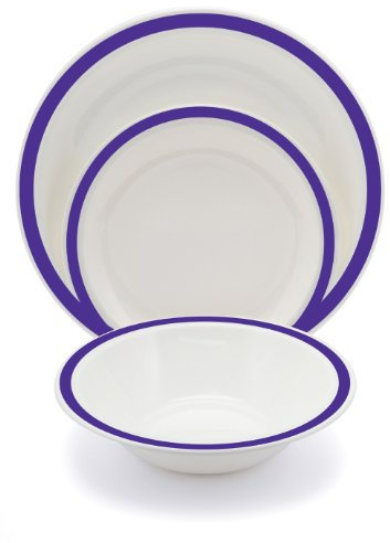Harfield Purple Duo Polycarbonate Plastic Dining Set Reusable Virtually Unbreakable Plates Bowl