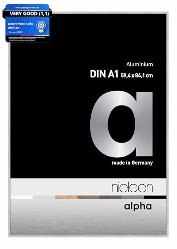 nielsen Alpha Oak White Aluminium Picture Frame - A1, 59.4x84.1cm - with Float Glass and Easy Push-Turn Clips - For Photos and Art