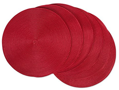 DII Classic Woven Round Platzset, Rot - Tango Red, 15 Diameter, 6