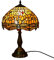 Hochwertige Echtglas Tiffany Tisch-Leuchte CHARLOTTE, E27 H: 47cm, Schirms D: 31cm, Fuß D: 15cm, Nachttisch-Fensterbank-Kommode-Lampe