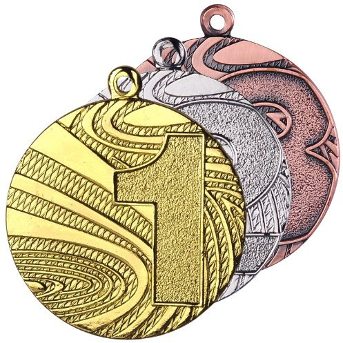pokalspezialist 10 Stück Medaillenset Gold Silber Bronze aus Stahl 40mm