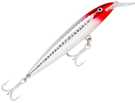 Rapala Floating Magnum Lure with Two No. 1 Hooks, 11 cm Length, Red Head UV