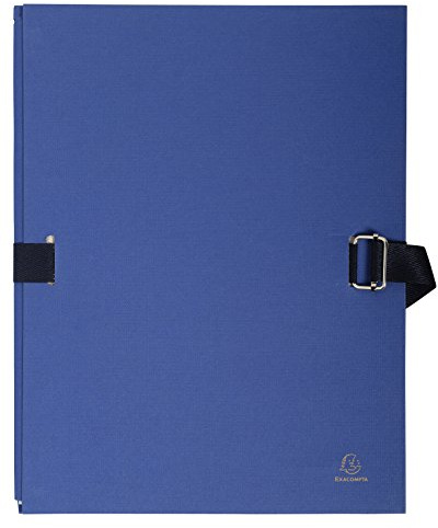 Exacompta 732E Dokumentenmappe DIN A4 mit dehnbarem Rücken bis zu 13 cm aus starkem Karton mit gefärbtem Stoffeinband dunkelblau ideal für Ihre Unterlagen und Dokumente