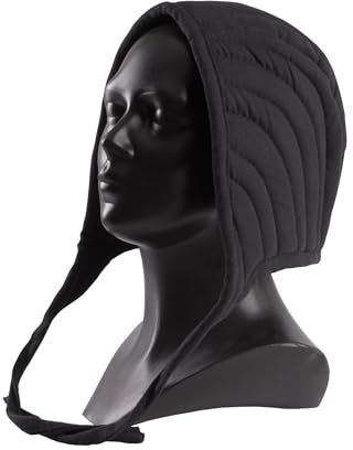 Gepolsterte Bundhaube, schwarz ULFBERTH - wattierte Unterziehaube für Helm und Kettenhaube Schaukampf und Freikampf