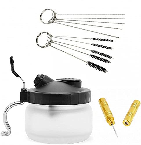 ABEST 4 Set Airbrush Spray Gun Wash Cleaning Tools Needle Nozzle Brush Glass Cleaning Pot Holder