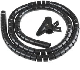VulTech Spirale Avvolgi Cavo Flessibile 1,5 m, Guaina Protettiva Raccogli Cavi con Fermaglio Guidafilo per Organizzare Cavi di PC, TV, Home Theatre – Nero (∅0.98)