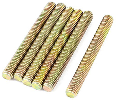 sourcing map 1mm Pitch M6 x 55mm Male Threaded Rod Bar Bronze Tone 6 Pcs