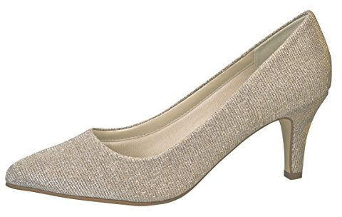 Rainbow Club Brautschuhe Brooke - Pumps, Ivory/Creme/Gold Metallic, Textil - Hochzeitsschuhe, Pfennigabsatz, Ivory/Creme/Gold Metallic, 36.5 EU
