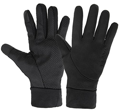 ALPIDEX Softshell Handschuhe Touchscreen-Funktion Running Handschuhe Damen Herren, Größe:L, Farbe:Black