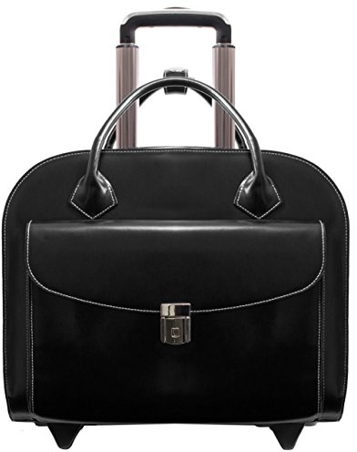 McKlein Granville, Top Grain Cowhide Leather, 15 Leather Horizontal Wheeled Ladies' Laptop/Computer & Tablet Business Briefcase/Rolling Overnight Travel Bag, Removable trolley case