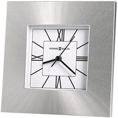 Howard Miller Kendal Tischuhr 645-749 - Silber Square Aluminium Home Decor mit Quarzuhrwerk