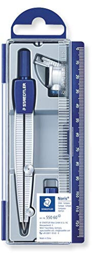 STAEDTLER Noris Club 550 60 Schulzirkel, 550 mit Bleieinsatz, im Klappdeckeletui, silber