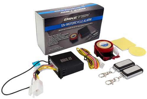Bike It Motorcycle Remote Alarm 12V Universal with 2 Key Fobs | Anti-theft security system, fits motorcycles and scooters, remote control operation, universal fit, 12V installation