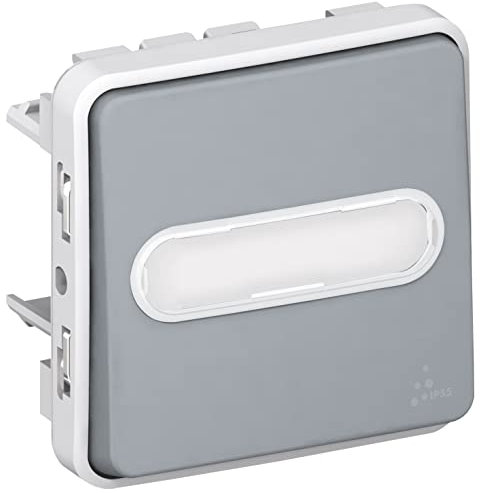 Legrand - Poussoir porte-étiquette lumineux (voyant fourni) Plexo - Gris