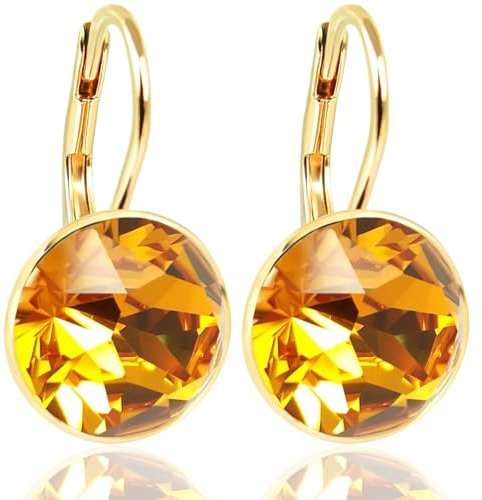 925 Ohrringe mit Markenkristallen Gold Braun NOBEL SCHMUCK