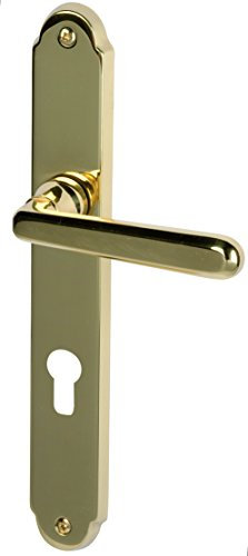 Alpertec 32332223 Wien-LS Messing poliert PZ Drückergarnitur Türdrücker Türbeschläge Neu, für Wohnungseingangstüren beidseitig Drücker