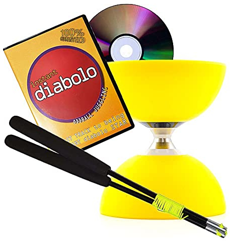 Yellow Cyclone Triple Bearing Diabolo + Carbon Handstick + DVD
