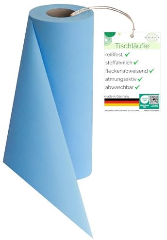 Sensalux Tischläufer, Tischband, stoffähnliches Vlies, Standard 100 by Oeko-TEX® - Klasse I Zertifiziert, 50cm x 25m, Hellblau