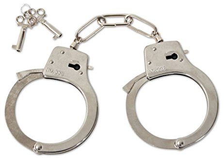 Menottes en métal 2 clés déguisement carnaval police adulte frise 58389