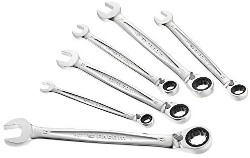 FACOM - Clé Mixte à Cliquet 10mm - 467B.JE6PB - Mécanisme à Cliquet Compact, Réversible par Levier - Angle de Reprise à 5° - Œil et Fourche Inclinés à 15° - Présentation Chromée Satinée