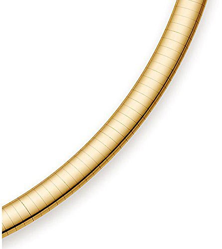 6mm Halsreif Omegareif Omegakette, 585 Gold Gelbgold, flach, massiv, 50cm