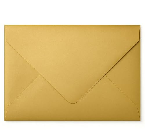 Cranberry 50 Pack C6 Gold Envelopes – 114mm x 162mm – Metallic Pearlescent Shimmer – Gummed 100gsm – A6 Fit