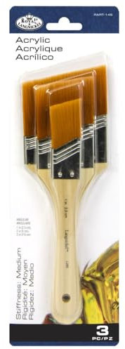 Royal and Langnickel Large Area Brush Set - Angular Gold Taklon Medium 3 Pack,RART-145