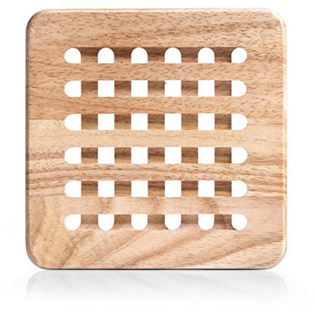 Zeller 24013 Untersetzer, eckig, Buche, ca. 20 x 20 x 1,5 cm, Natur, Topfuntersetzer aus Holz für Töpfe und Pfannen