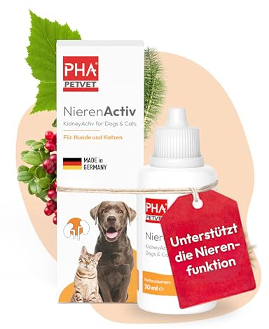 PHA NierenActiv Hund & Katze, unterstützt die Normale Nierenfunktion | Aus Deutschland, pflanzliche Kräutertropfen mit Schachtelhalmkraut & Wacholderbeeren, für Nierengesundheit, 50 ml