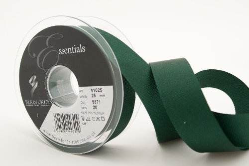 Berisfords 41025 20 m x 25 mm Polyester Grosgrain Ribbon, Forest