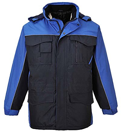 Portwest S562 Parka Fleecegefüttert Winter Viele Taschen Verschweißte Nähte | Marine/Royal, S, EN 343 Klasse 3:1, Polyester, Klettverschluß Am Bündchen, Langarm, Reißverschluss, Wasserdicht