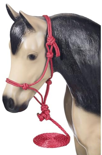 Tough1 Miniature Poly Rope Halter with Lead - Red - Small