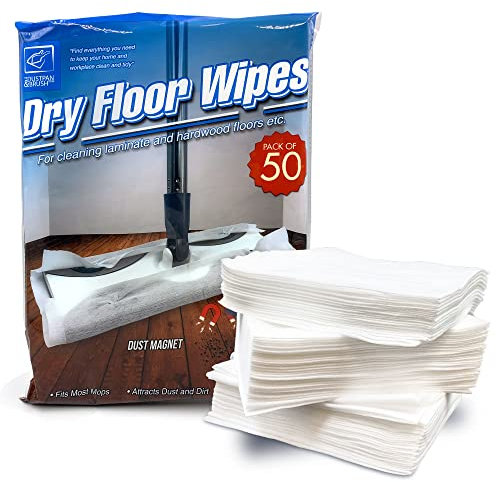Pack of 50 Disposable Microfibre Electrostatic Floor Cloths for Flat Swivel Mop Multi Fitting Cleaning Wipes - 29cm x 21cm Fits Most Mops Like Swiffer Etc