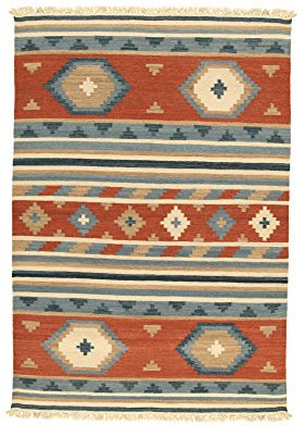 Kilim Carpets by Jalal Teppich In Kilim Jaipur Ney ziegelrot/blau 200 X 300 cm