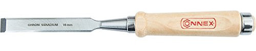 Connex COX861016 Stechbeitel mit Ulmer Heft aus Weißbuche und Chrom-Vanadium-Klinge mit Seitenfase, Breite 16 mm