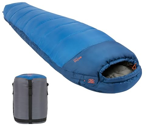 Highlander Sleeping Bag for Adults - 3-4 Season Sleeping Bags - Thick 400gsm Double Layer Insulation for Cold Weather Camping - Thermal Hood with Draw Cord - Compressible Carry Bag