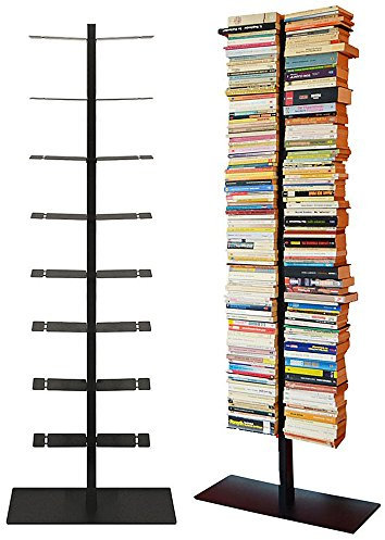Radius Design Booksbaum Doppel Stand Groß Schwarz – Standregal aus pulverbeschichtetem Stahl, 170 cm hoch, platzsparendes Bücherregal mit Fuß & Einlegeböden, modernes Design (717A)
