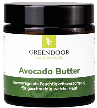 GREENDOOR PUR Avocadobutter 120ml, rein vegan, als natürliche Nachtcreme, Feuchtigkeitspflege, nur physikalisch raffiniert, allergenfreie Naturkosmetik, Natur Avocado Butter