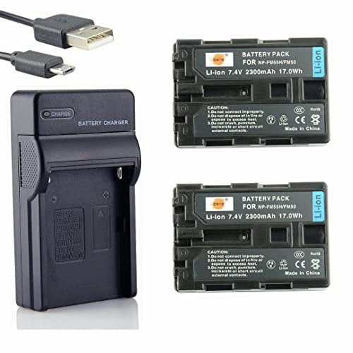 DSTE NP-FM50 Li-ION Battery (2-Pack) and USB Charger Costume Compatible with Sony NP-FM30, NP-FM50, NP-FM51, NP-QM50, NP-QM51, NP-FM55H