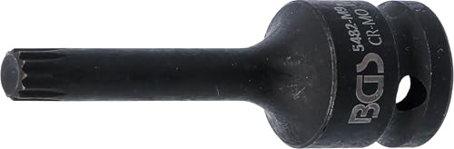BGS 5482-M9 | Kraft-Bit-Einsatz | Innenvielzahn (für XZN) M9 | Antrieb Innenvierkant 12,5 mm (1/2) | Länge 75 mm | Chrom-Molybdän-Stahl | bis 120 Nm | Hand- und Schlagschrauberbetrieb