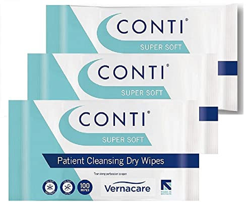 Synergy Conti Supersoft Large Dry Patient Cleansing Wipes (3 Packs of 100)