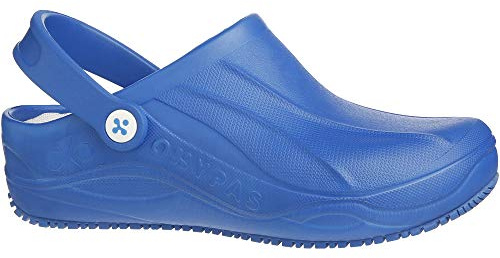 Oxypas Safety Jogger Clogs für Damen - Smooth - Leichter Arbeitsschuh für Herren, ideal für Krankenhaus, Küche oder Garten, Blau, Größe EU 43
