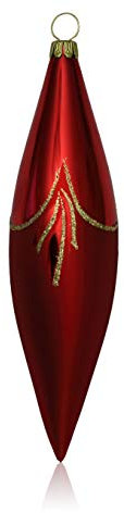 Lauschaer Glas Christbaumschmuck Oliven rot glanz/matt 4 Stück Christbaumschmuck Weihnachtsschmuck mundgeblasen,handdekoriert