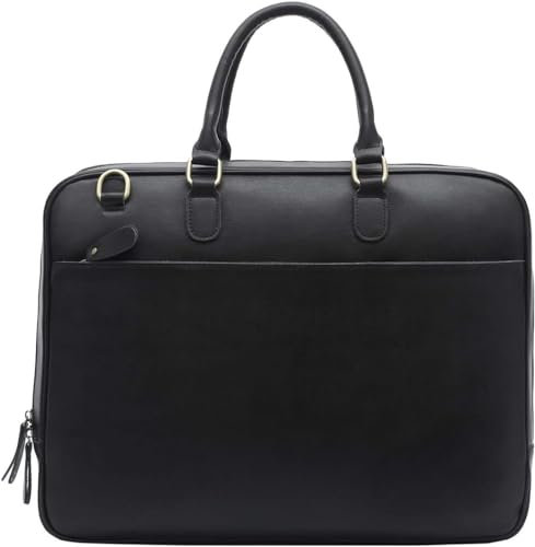 Leathario Herren Echtleder Aktentasche Ledertasche Handtasche Laptoptasche für Business Vintage Schwarz