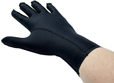 AFH Webshop EDEMA Medium | Full Finger | Ödem Handschuh | verschiedene Größen | 2 Farben | Kompressionshandschuh | für die Hand (Medium, schwarz)