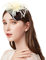 Haarschmuck Haarreif eleganter Fascinator mit Federn Blumen Kopfbedeckung Braut Hochzeit (Weiß)
