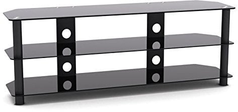 G-VO 3 Shelf Black Glass TV Stand for Sharp 43 LC-43CFE5200E Full HD D-LED TV