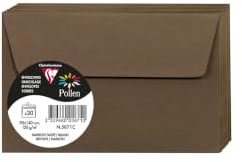 Clairefontaine 5871C - Packung mit 20 Umschläge Pollen, 90 x 140 mm, 120g, ideal für Ihre Einladungen und Korrespondenz, Braun, 1 Pack
