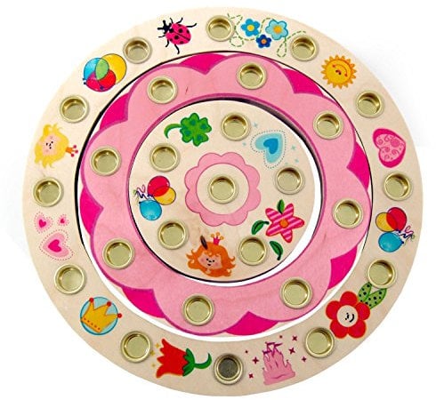 Hess Holzspielzeug 15629 - Geburtstagsring aus Holz für 26 Kerzen, Serie Prinzessin, handgefertigt, Durchmesser ca. 22 cm, als Dekoration für den Geburtstagstisch
