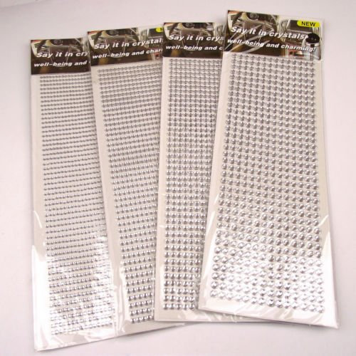 Meena Supplies Up to 1350x Stick On Self Adhesive Rhinestones - (Clear, 4mm x990 pcs)